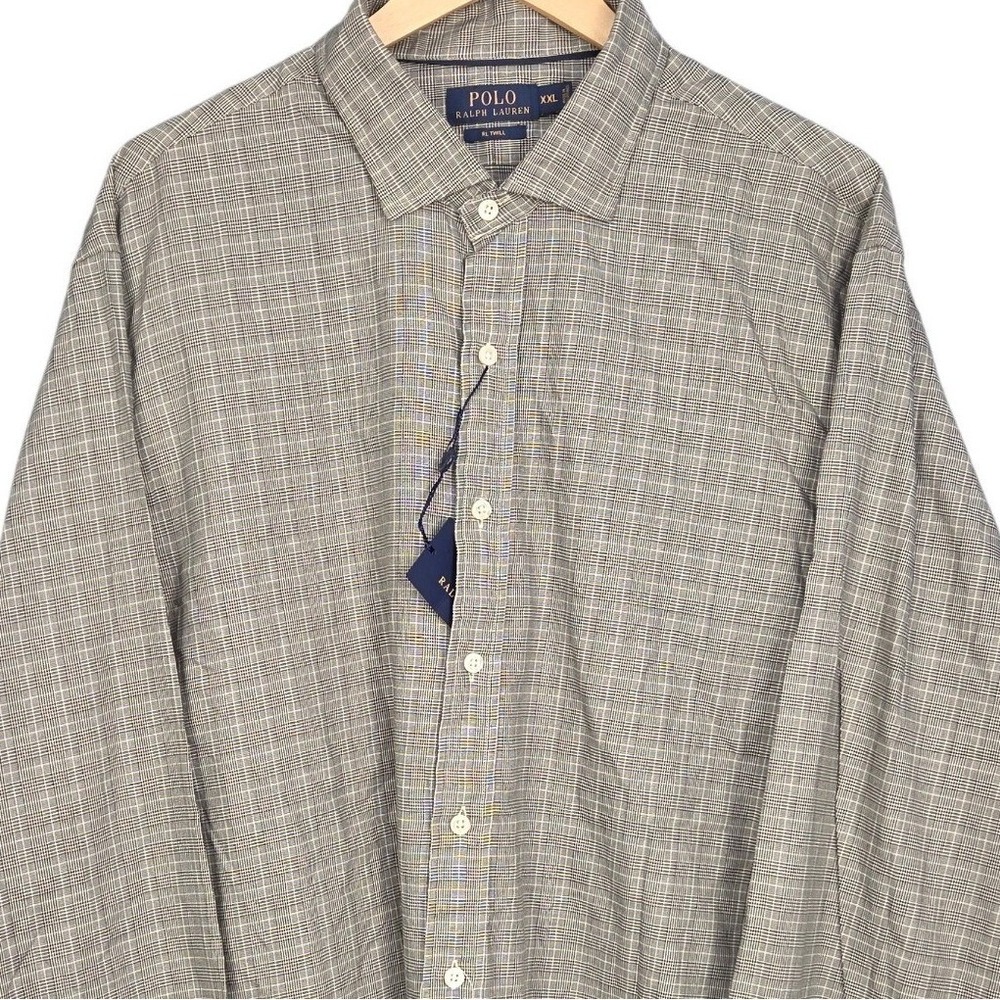Polo Ralph Lauren Button Shirt Mens XXL Gray Glen Plaid RL Twill Long Sleeve NEW